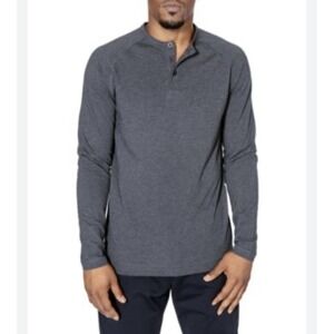 public rec Go To Henley Long Sleeve Top Men's Sz M Gray Preppy Pima Cotton